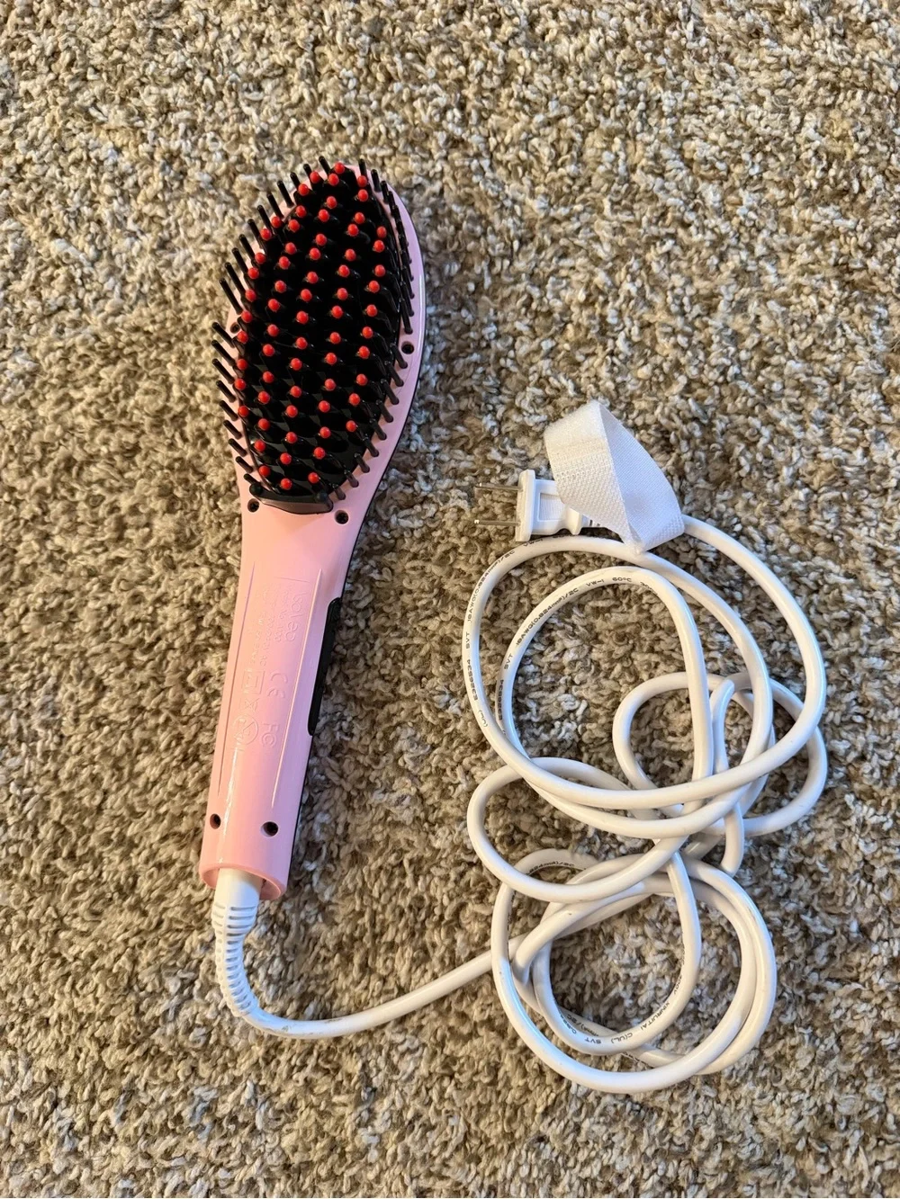 Pink AsaVea Electric Hair Straightening Brush